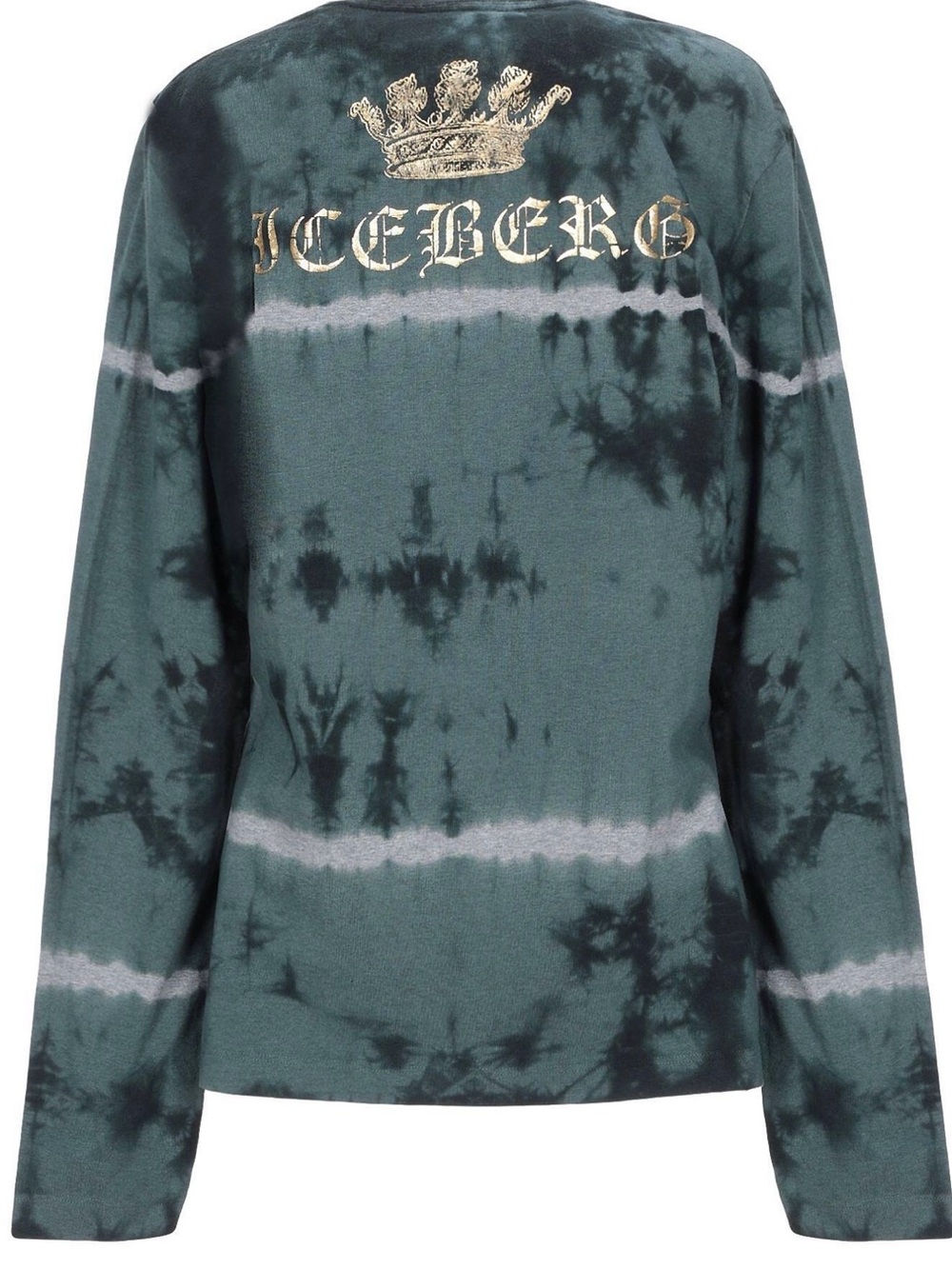 Iceberg Dark Green Tie-Dye Sweatshirt with Gold Crest Logo